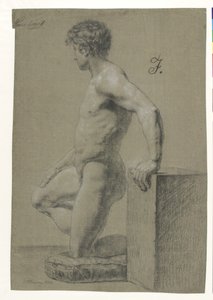 Manlig knästående modellfigur, profil vänster av Christoffer Wilhelm Eckersberg