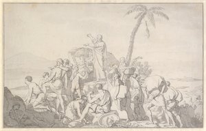 Moses delar vattnet och Faraos armé är uppslukad av Christoffer Wilhelm Eckersberg