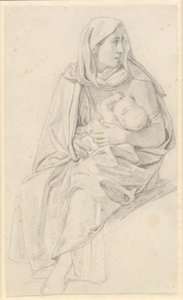 Moses delar vattnet och faraos armé är uppslukad - Studie för en israelitisk mor och hennes barn av Christoffer Wilhelm Eckersberg