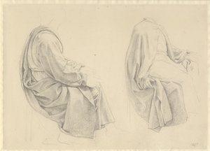 Nattvarden - draperistudie för två av apostlarna. av Christoffer Wilhelm Eckersberg
