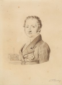 Porträtt av den norske fysikern Christoffer Hansteen. Bystbild en face t.v. av Christoffer Wilhelm Eckersberg