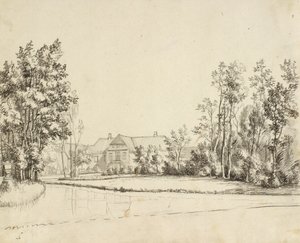 Sanderumgaard sett från trädgården av Christoffer Wilhelm Eckersberg