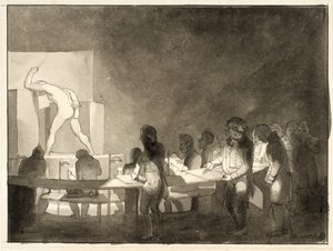 Satir på Livsklassen på Kungliga Konsthögskolan av Christoffer Wilhelm Eckersberg
