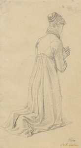 Studie av en knästående kvinna. av Christoffer Wilhelm Eckersberg
