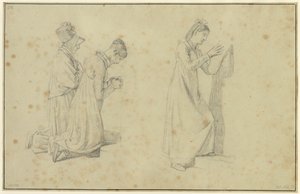 Studie av en stående och två knästående kvinnofigurer av Christoffer Wilhelm Eckersberg