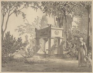 Molière-sarkofagen i Jardin Elysée av Christoffer Wilhelm Eckersberg