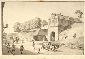 Utsikt längs vallen mot Nørreport, sedd från insidan av Christoffer Wilhelm Eckersberg