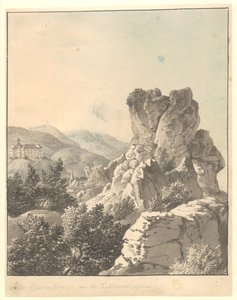 Utsikt från Harzen, från Teufelsmauer, slottet Blankenburg i bakgrunden av Christoffer Wilhelm Eckersberg