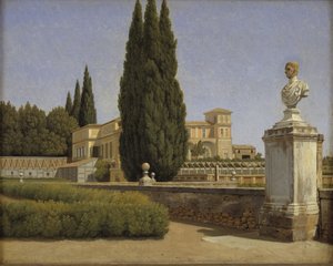 Utsikt över trädgårdarna i Villa Albani. Rom av Christoffer Wilhelm Eckersberg