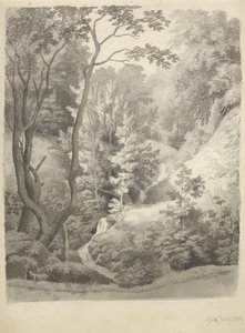 Utsikt över parken Liselund herrgård på ön Møn av Christoffer Wilhelm Eckersberg