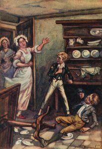 Illustration för Oliver Twist av Charles Dickens (litho i färg)