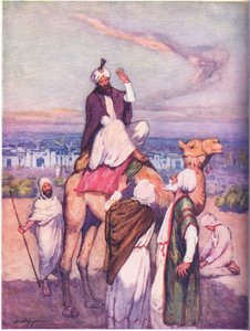Den arabiske grundaren av en stor religion: Mohammed född i Mecka (färg litho)