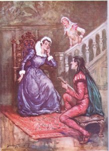 Musikern som vann en drottnings gunst. Mary Queen of Scots och David Rizzio (färg litho)