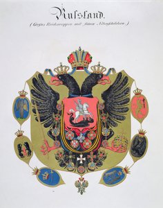 Vapen och sköld från staten Imperial Ryssland, från en samling akvareller publicerade i Tyskland, ca 1830-33 av C. Hildebrandt