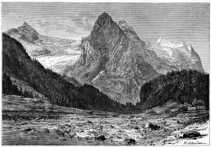 Wellhorn och Rosenlaui-glaciären, Schweiz, 1800-talet.