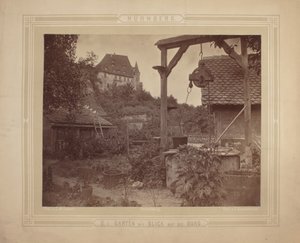 Heidelberg - Utsikt över slottet från trädgården, ca 1870 (albumintryck på kartongfäste) av C. M. Eckert