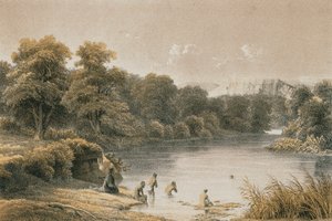 Jordanfloden. Etsning av Schacher - Steinkopk J.F. Editore av C. Schacher