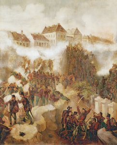 De ungerska upprorsmakarnas återerövring av Buda-fästningen den 21 maj 1849 av C. Wemik