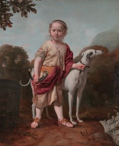 Porträtt av en flicka som jägarinna, av Caesar van Everdingen
