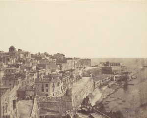 Hamnen i Valletta, Malta, 1850-talet.