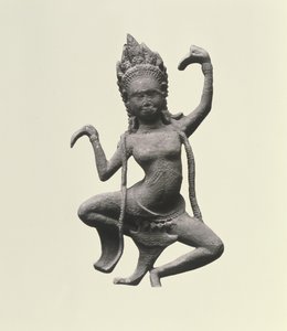 En dansande Apsaras, detalj från en fris, sent 1100-tal - tidigt 1200-tal (sten) (detalj med 155540)