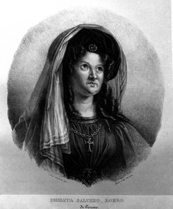 Porträtt av poetkvinnan Diodata Saluzzo-Roero (Saluzzo Roero) (1775-1840). Litografi av Camilla Guiscardi