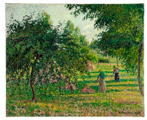 Äppelträd och hömakare i Eragny, 1895 av Camille Jacob Pissarro