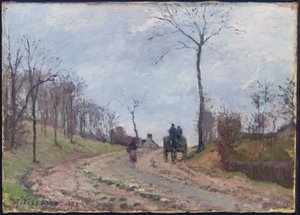 Vagn på landsväg, vinter, utkanten av Louveciennes, 1872 av Camille Jacob Pissarro