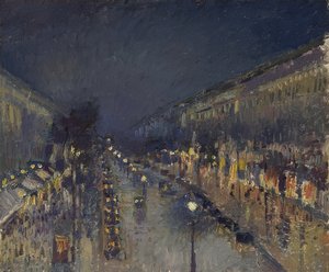 Boulevarden Montmartre på natten. 1897 av Camille Jacob Pissarro