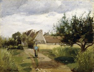 Entrance of a Village, c.1863 av Camille Jacob Pissarro
