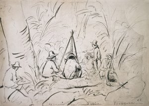 Utflykt till Mont Avila, Venezuela (penna med penna och bläck på papper) av Camille Jacob Pissarro