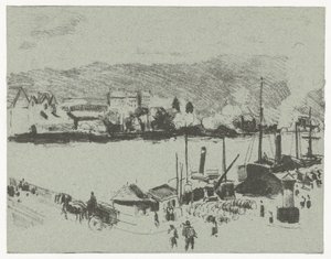Utsikt över kajen vid Seine i Rouen Quai Boieldieu, i Rouen av Camille Jacob Pissarro