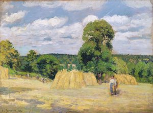 Skörd i Montfoucault, 1876 av Camille Jacob Pissarro