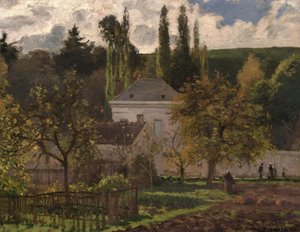 Nyumba katika Hermitage, Pontoise, 1873 swed av Camille Jacob Pissarro