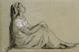 Ung svart kvinna Assise, 1855-57 av Camille Jacob Pissarro