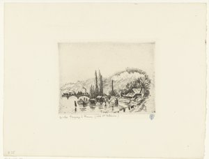 Landskap nära Rouen Paysage à Rouen (Côte ste Catherine) (titel på objekt) av Camille Jacob Pissarro