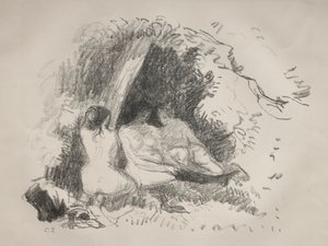 Nakna kvinnor, c. 1896. av Camille Jacob Pissarro