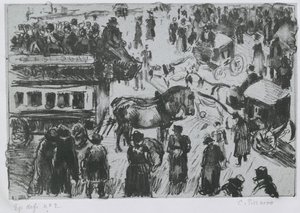 Place du Havre, i Paris, ca. 1897 (litografi på zink) av Camille Jacob Pissarro