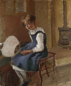 Porträtt av Jeanne som håller en fläkt, 1800-tal