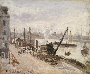 Kajkanten i Le Havre, 1903 (olja på batist) av Camille Jacob Pissarro