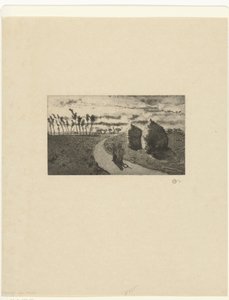 Skymning med höstackar Crepuscule avec Möbler av Camille Jacob Pissarro