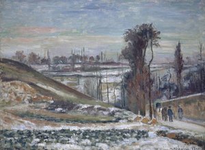 Snölandskap nära l"Hermitage, 1875 av Camille Jacob Pissarro
