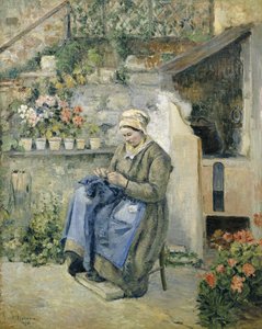 Den glada mamman; La Mere Jolly, 1874 av Camille Jacob Pissarro