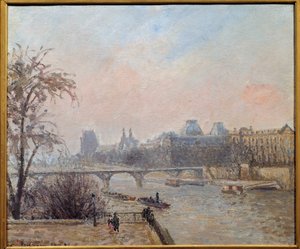 Seinen och Louvren 1903 Målning av Camille Pissarro (1830-1903) 1903 Sön. 0,46x0,55 m Paris, musee d