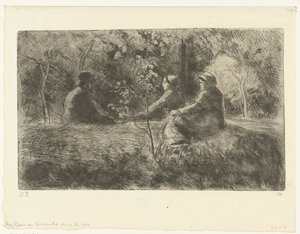 Zondagse rust in het bos Söndagsvila i skogen av Camille Jacob Pissarro