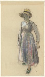 En bondflicka i en stråhatt, ca. 1892. av Camille Pissarro
