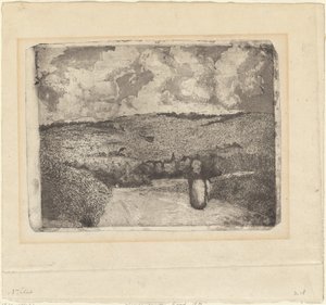 En kvinna som går längs en landsväg (La Femme sur la Route) av Camille Pissarro