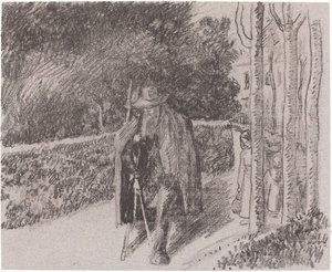 Tiggare med krycka (Mendiant a la bequille) av Camille Pissarro