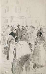 Kompositionsstudie av marknaden i Pontoise, 1881 av Camille Pissarro