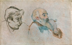Dubbelporträtt av Gauguin och Pissarro ... av Camille Pissarro